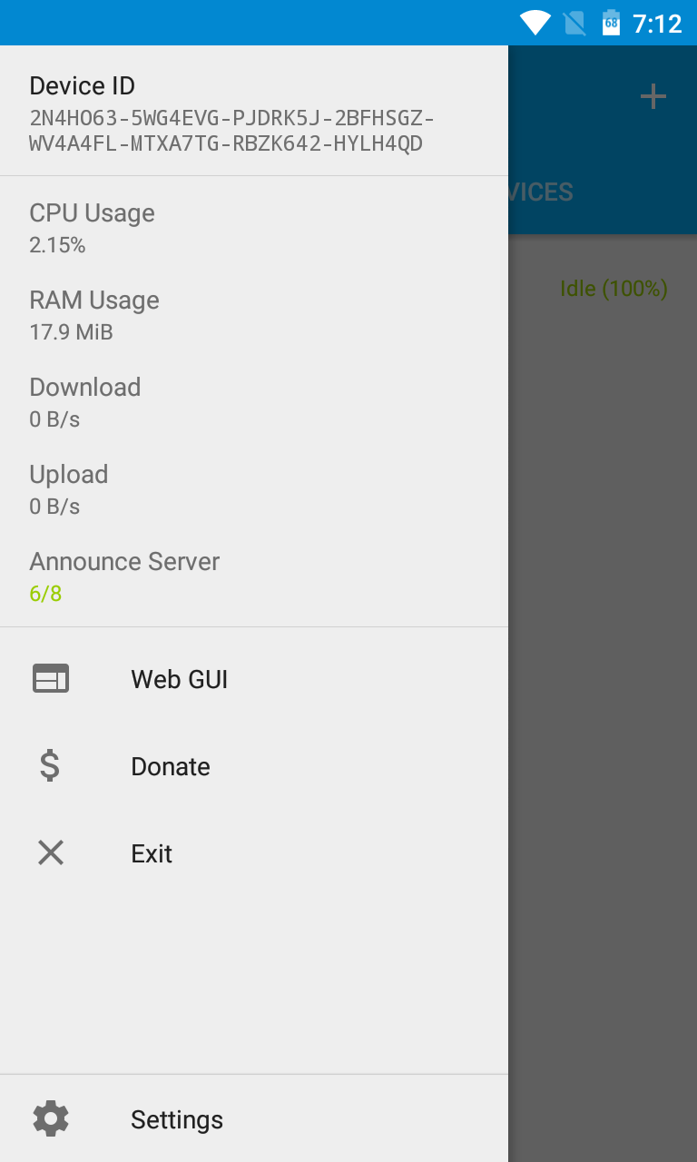 Syncthing screenshot 1