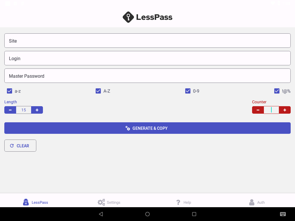 LessPass screenshot 1